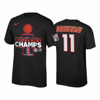 Illinois Fighting Illini Ayo Dosunmu Black 2021 Big Ten Tournament Champions Locker Room Men Tee March Madness