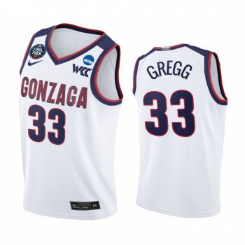 Ben Gregg #33 Gonzaga Bulldogs 2021 March Madness Final Four Jersey White WCC