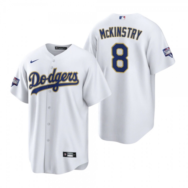 Los Angeles Dodgers Zach McKinstry White Gold 2021 Gold Program Replica Jersey