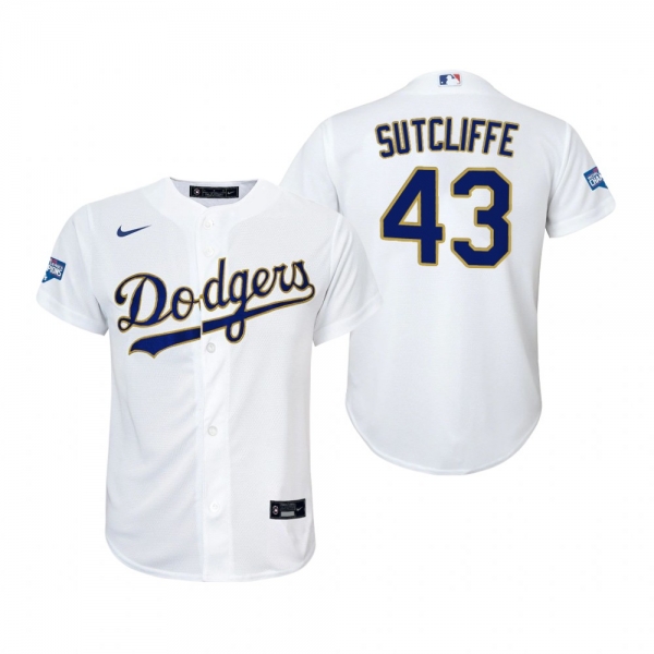 Youth Dodgers Rick Sutcliffe White Gold 2021 Gold Program Replica Jersey