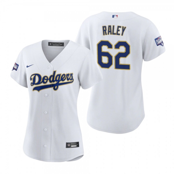 Women's Dodgers Luke Raley White Gold 2021 Gold Program Replica Jersey