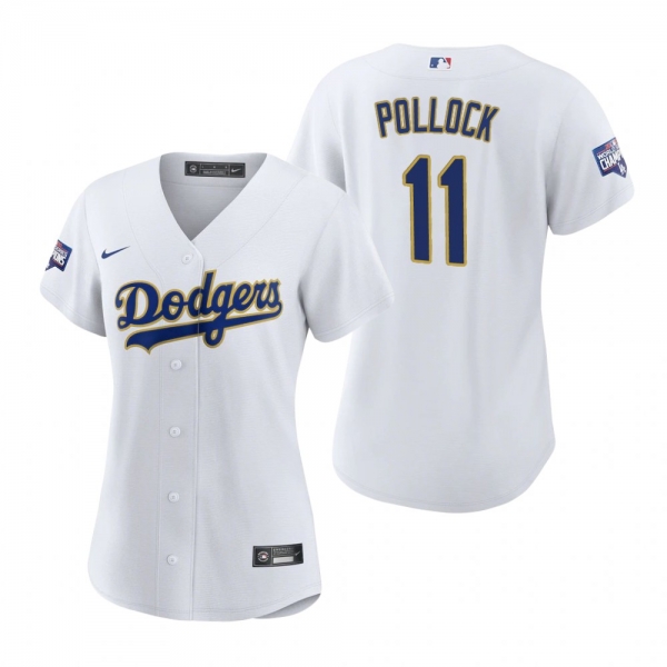 Women's Dodgers A.J. Pollock White Gold 2021 Gold Program Replica Jersey