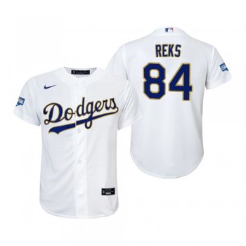 Youth Dodgers Zach Reks White Gold 2021 Gold Program Replica Jersey