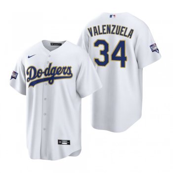 Los Angeles Dodgers Fernando Valenzuela White Gold 2021 Gold Program Replica Jersey