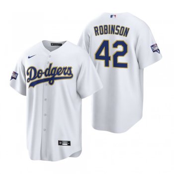 Los Angeles Dodgers Jackie Robinson White Gold 2021 Gold Program Replica Jersey