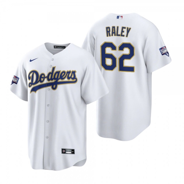 Los Angeles Dodgers Luke Raley White Gold 2021 Gold Program Replica Jersey