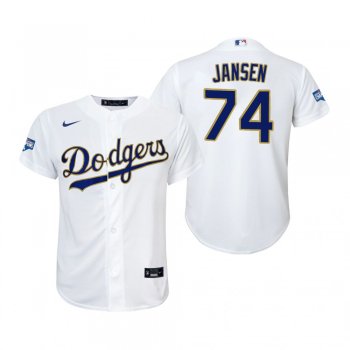 Youth Dodgers Kenley Jansen White Gold 2021 Gold Program Replica Jersey