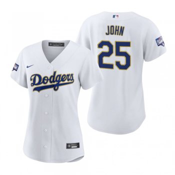 Women's Dodgers Tommy John White Gold 2021 Gold Program Replica Jersey