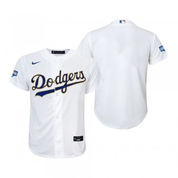 Youth Dodgers White Gold 2021 Gold Program Replica Jersey