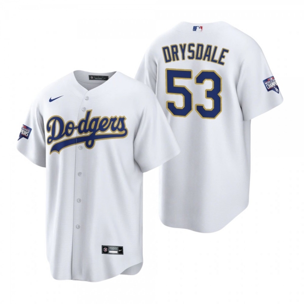 Los Angeles Dodgers Don Drysdale White Gold 2021 Gold Program Replica Jersey