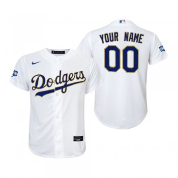 Youth Los Angeles Dodgers Custom Nike White Gold 2021 Gold Program Championship Replica Jersey