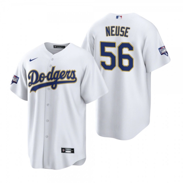 Los Angeles Dodgers Sheldon Neuse White Gold 2021 Gold Program Replica Jersey