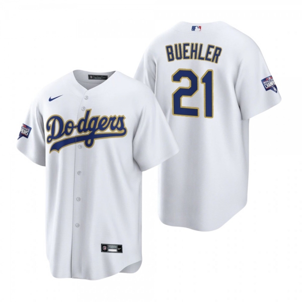 Los Angeles Dodgers Walker Buehler White Gold 2021 Gold Program Replica Jersey