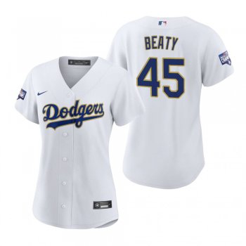 Women's Dodgers Matt Beaty White Gold 2021 Gold Program Replica Jersey