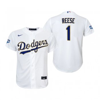 Youth Dodgers Pee Wee Reese White Gold 2021 Gold Program Replica Jersey