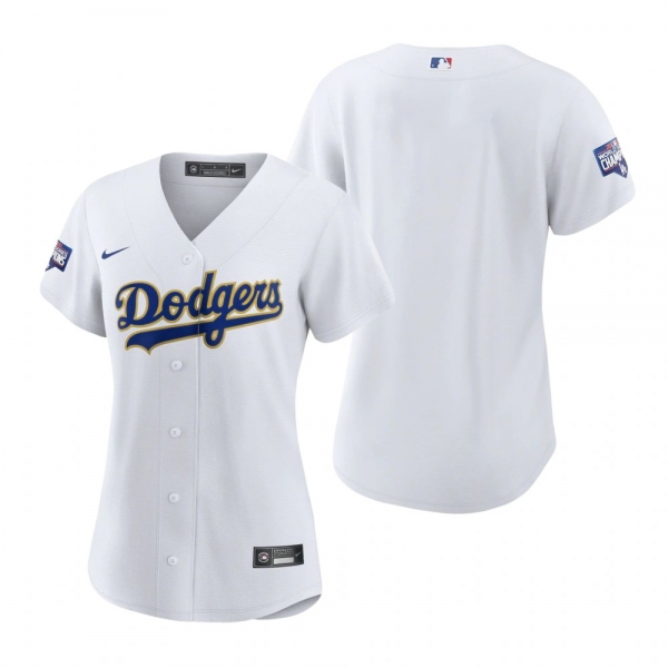 Women's Dodgers White Gold 2021 Gold Program Replica Jersey