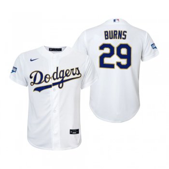 Youth Dodgers Andy Burns White Gold 2021 Gold Program Replica Jersey