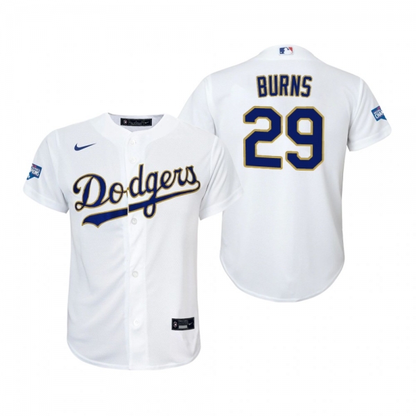 Youth Dodgers Andy Burns White Gold 2021 Gold Program Replica Jersey