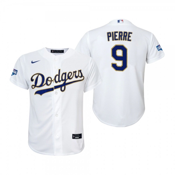 Youth Dodgers Juan Pierre White Gold 2021 Gold Program Replica Jersey