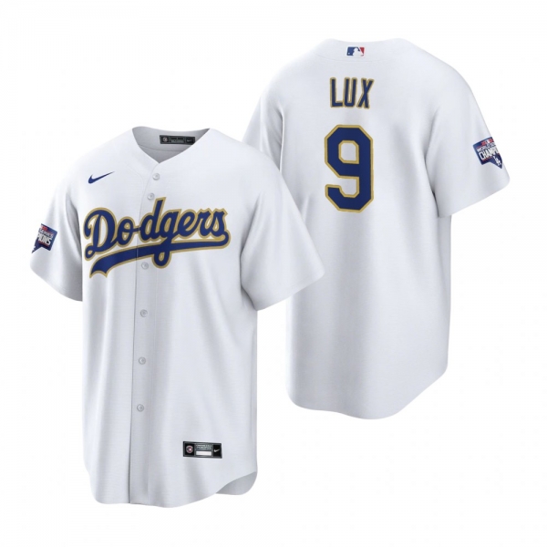 Los Angeles Dodgers Gavin Lux White Gold 2021 Gold Program Replica Jersey