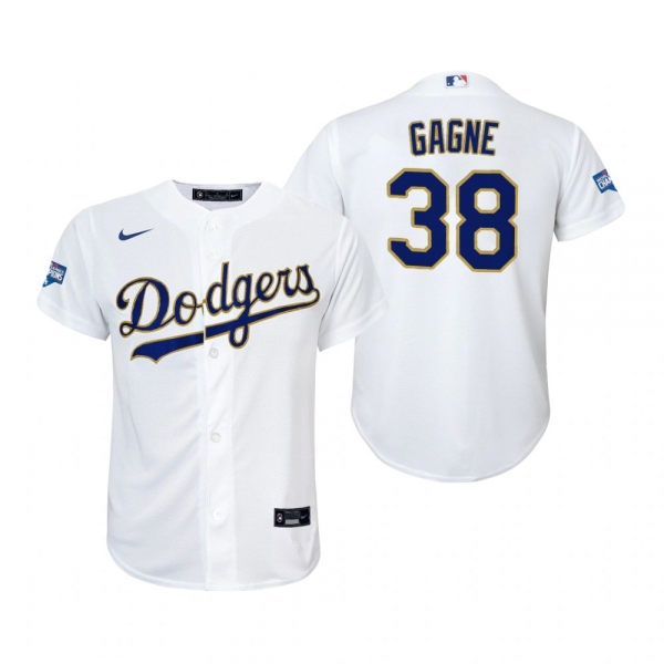 Youth Dodgers Eric Gagne White Gold 2021 Gold Program Replica Jersey