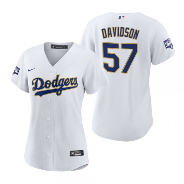 Women's Dodgers Matt Davidson White Gold 2021 Gold Program Replica Jersey