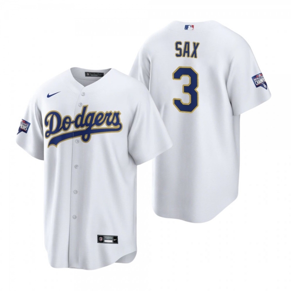 Los Angeles Dodgers Steve Sax White Gold 2021 Gold Program Replica Jersey