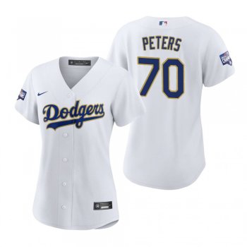 Women's Dodgers DJ Peters White Gold 2021 Gold Program Replica Jersey