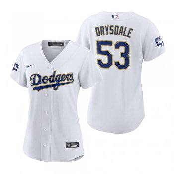 Women's Dodgers Don Drysdale White Gold 2021 Gold Program Replica Jersey