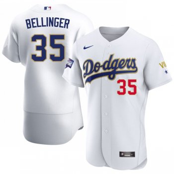 Men's LA Dodgers Cody Bellinger VII WS Champions White Gold Jersey Stitched 2021 New Release