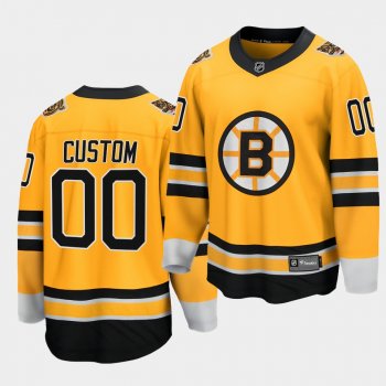 Custom Boston Bruins 2021 Special Edition Gold Reverse Retro Men Jersey