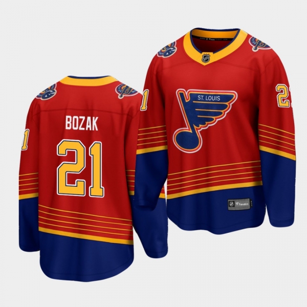 Tyler Bozak St. Louis Blues 2021 Reverse Retro Red Breakaway Player Men's Jersey