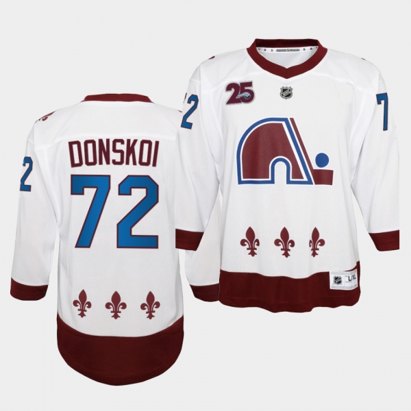 Youth Joonas Donskoi Colorado Avalanche 2021 Reverse Retro White 25th special Edition Jersey