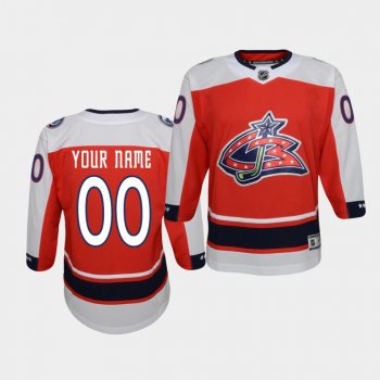 Youth Custom Columbus Blue Jackets 2021 Reverse Retro Red Replica Jersey