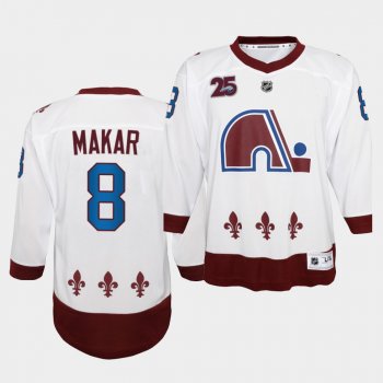 Youth Cale Makar Colorado Avalanche 2021 Reverse Retro White 25th special Edition Jersey