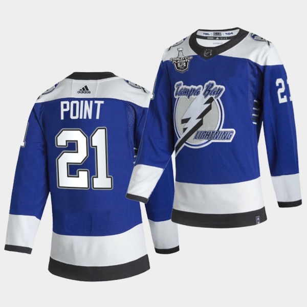 Brayden Point #21 Lightning 2021 Stanley Cup Playoffs Reverse Retro Blue Jersey