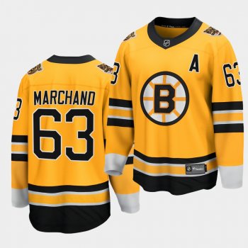 Brad Marchand Boston Bruins 2021 Special Edition Gold Reverse Retro Men Jersey