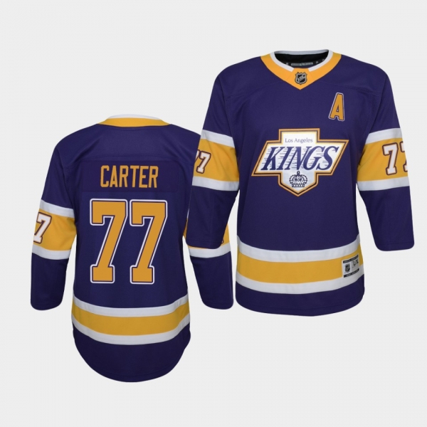 Youth Jeff Carter Los Angeles Kings 2021 Reverse Retro Purple Replica Jersey