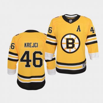 Youth David Krejci Boston Bruins 2021 Reverse Retro Gold Replica Jersey