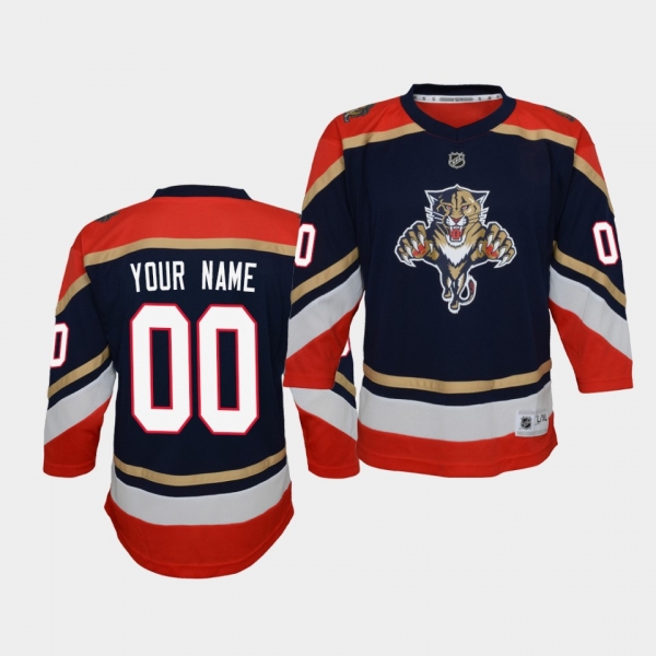 Youth Custom Florida Panthers 2021 Reverse Retro Navy Replica Jersey