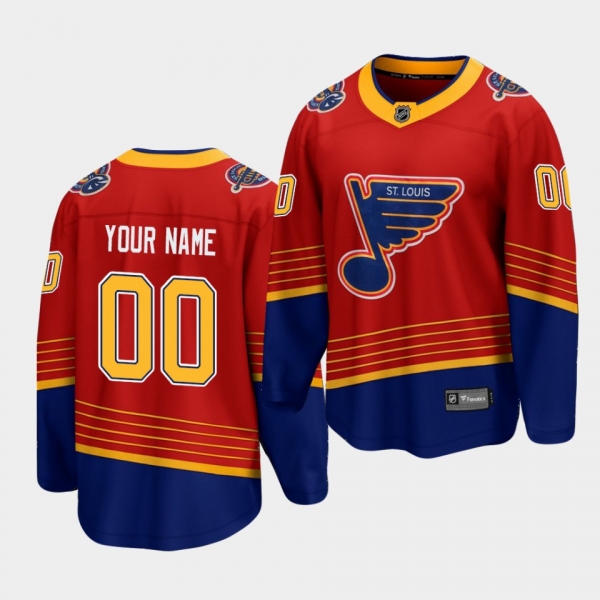 Custom St. Louis Blues 2021 Reverse Retro Red Breakaway Player Men's Jersey