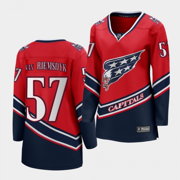 Women Trevor van Riemsdyk Washington Capitals 2021 Reverse Retro Red Special Edition Jersey