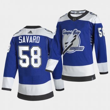 Tampa Bay Lightning 2021 Reverse Retro David Savard Blue Special Edition Jersey