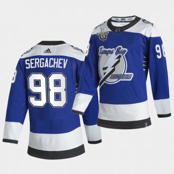 Mikhail Sergachev #98 Lightning 2021 Stanley Cup Playoffs Reverse Retro Blue Jersey