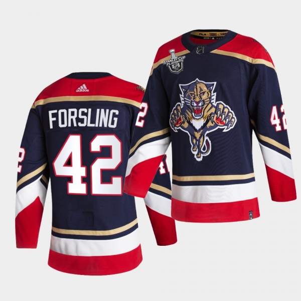 Gustav Forsling #42 Panthers 2021 Stanley Cup Playoffs Navy Reverse Retro Jersey