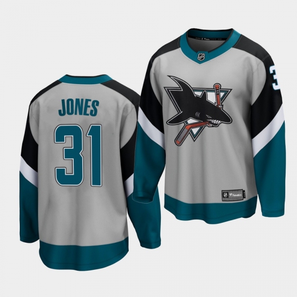 Martin Jones San Jose Sharks 2021 Reverse Retro Gray Special Edition Men Jersey