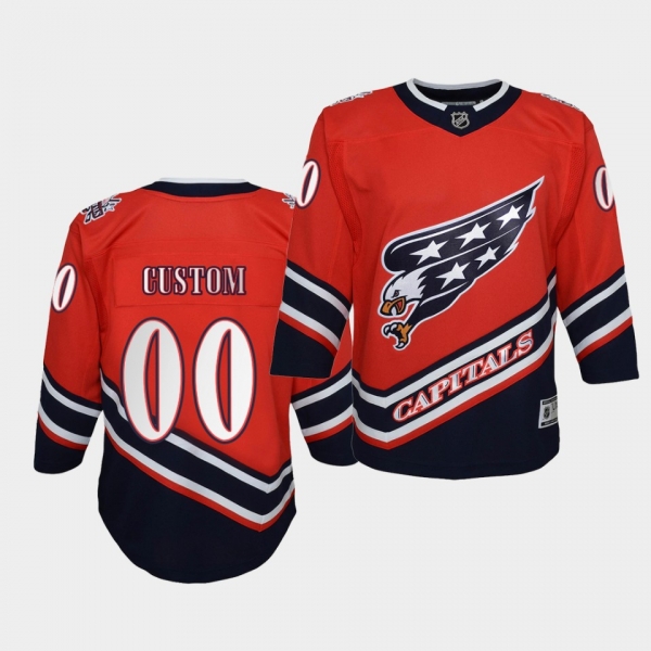 Youth Custom Washington Capitals 2021 Reverse Retro Red Special Edition Jersey