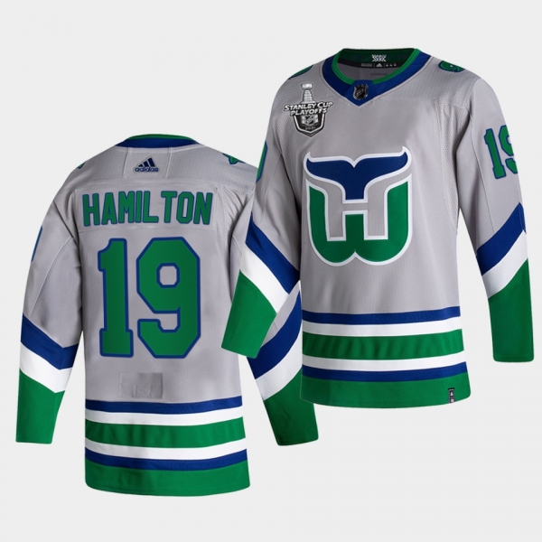 Dougie Hamilton #19 Hurricanes 2021 Stanley Cup Playoffs Reverse Retro Gray Jersey