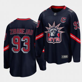 Mika Zibanejad New York Rangers 2021 Special Edition Navy Reverse Retro Men Jersey