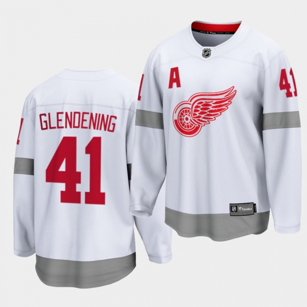 luke glendening Detroit Red Wings 2021 Special Edition White Reverse Retro Breakaway Jersey